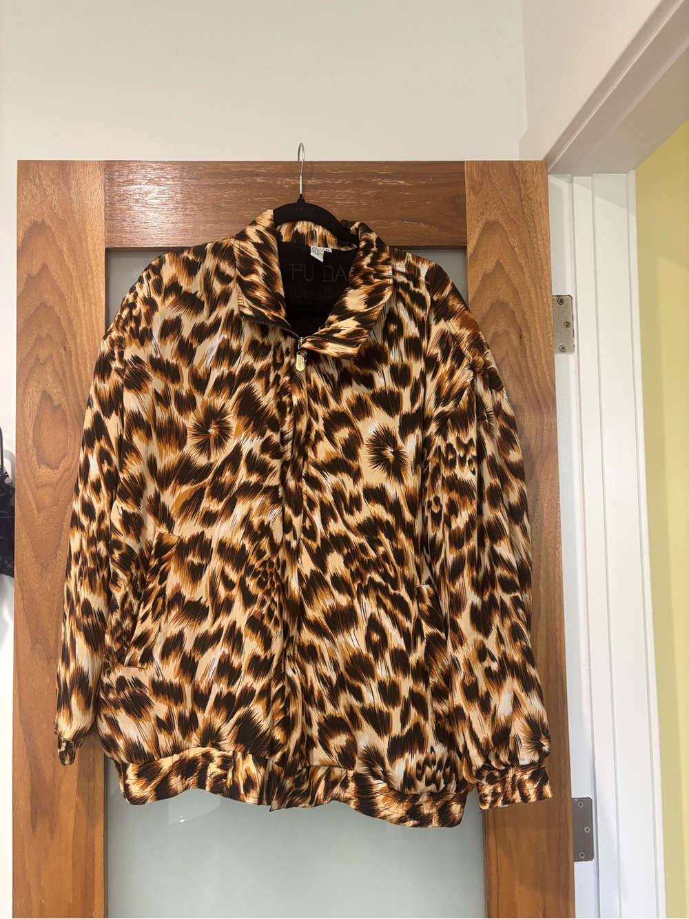 Fuda International Silk Leopard-Print Women's Bomber Jacket